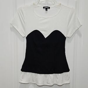 Express Contrast Sweetheart Short Sleeve Tee